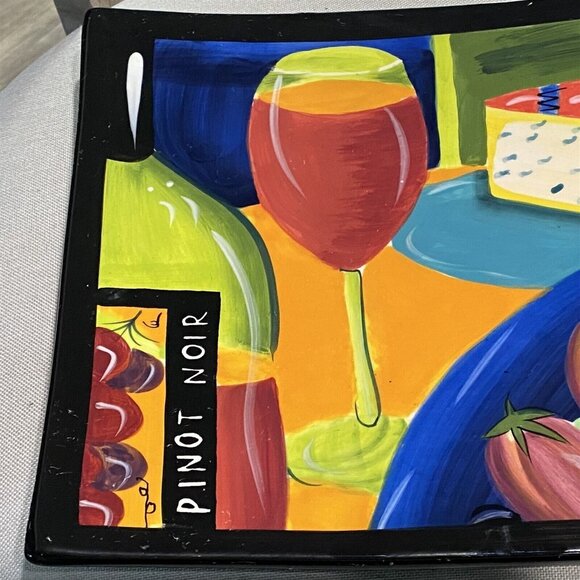 NAYLOR DESIGNS WINE GLASS PINOT WALL DECOR SQUARE ART PLATE 10" X 10" - Picture 2 of 5